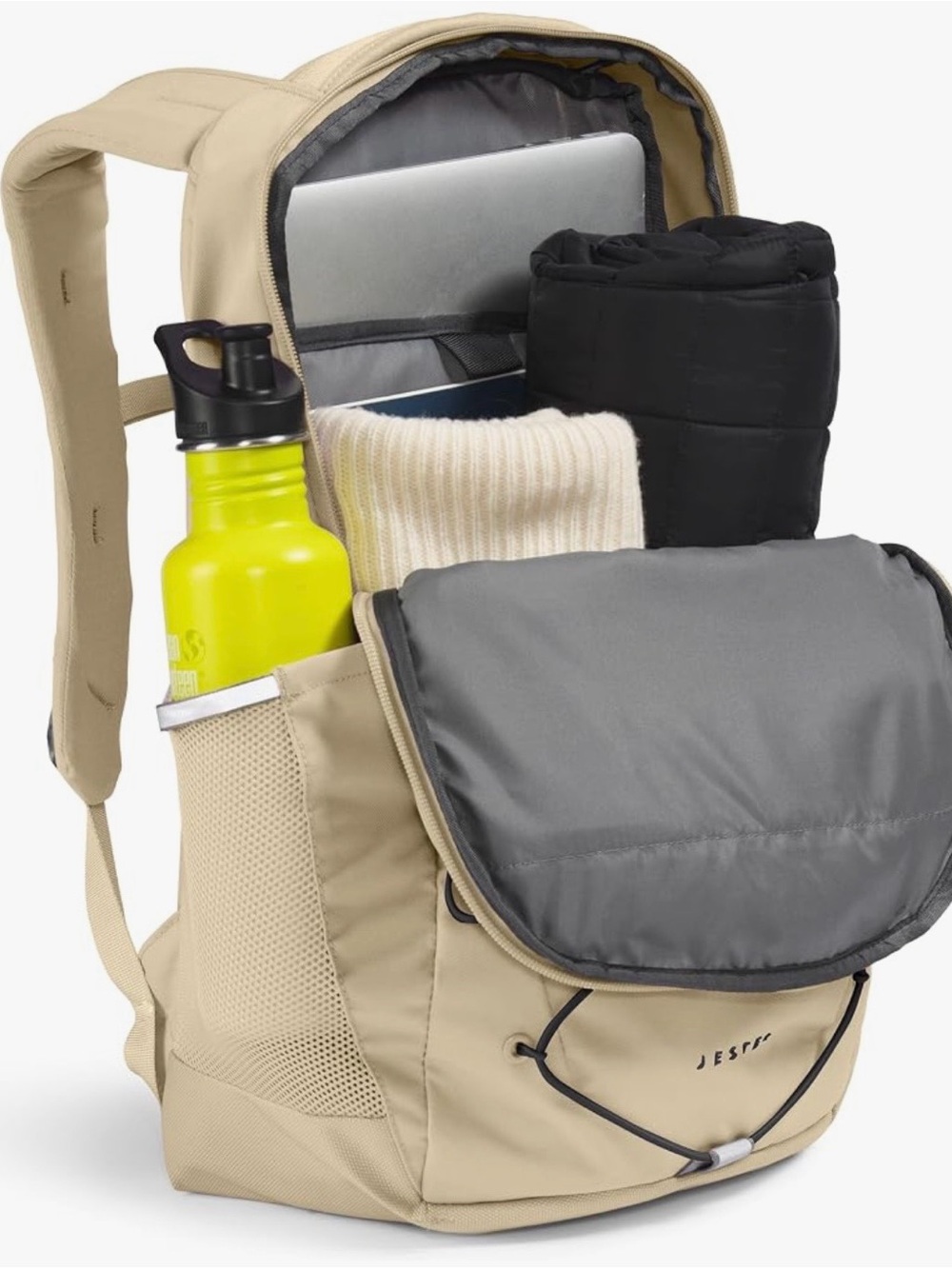 The North Face Jester Backpack in beige with black bungee - Picture 4 of 6